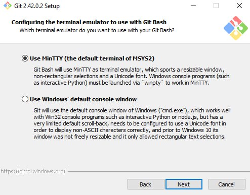Configuring the Terminal emulator to use with Git Bash