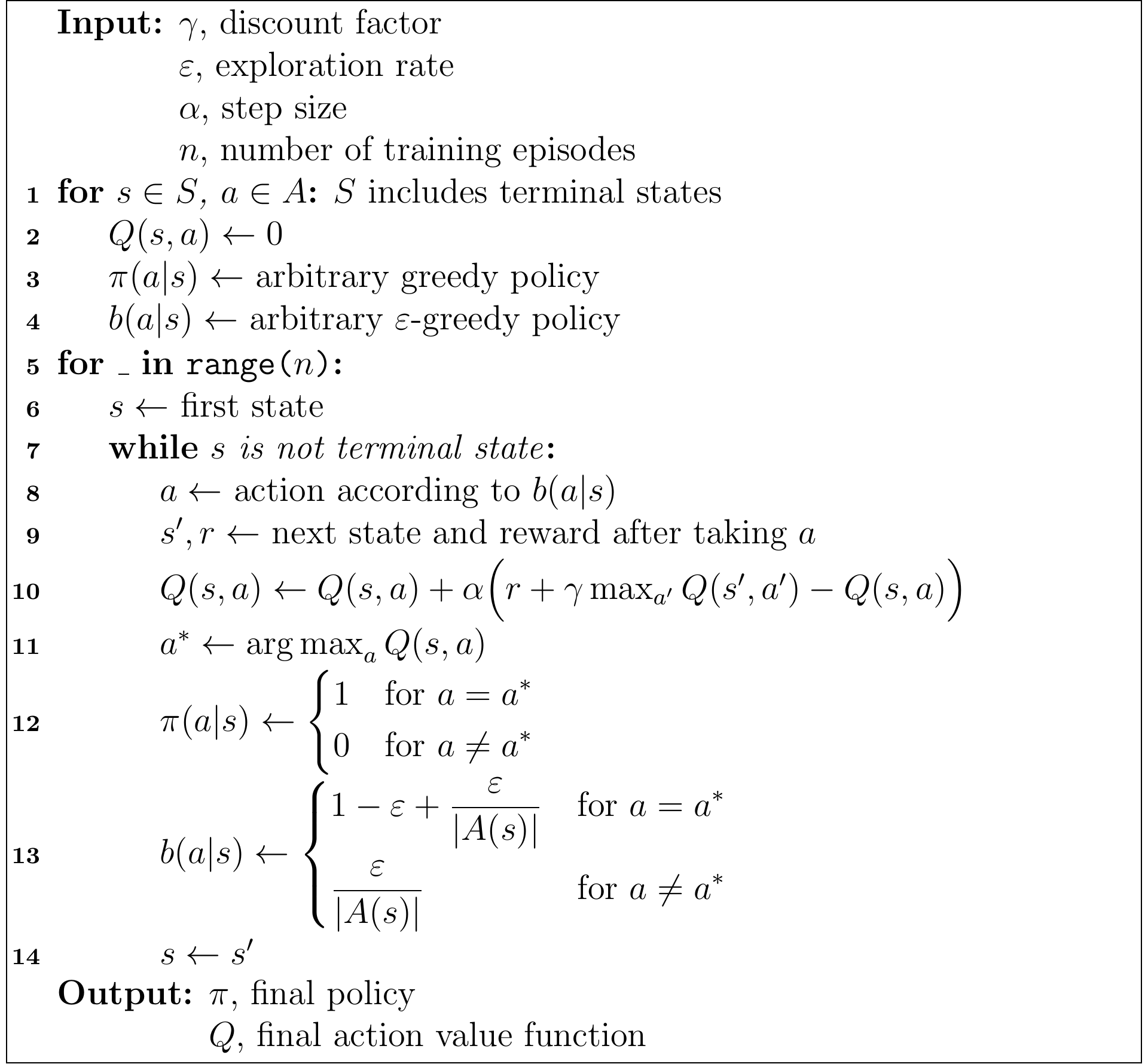 Q-Learning pseudocode