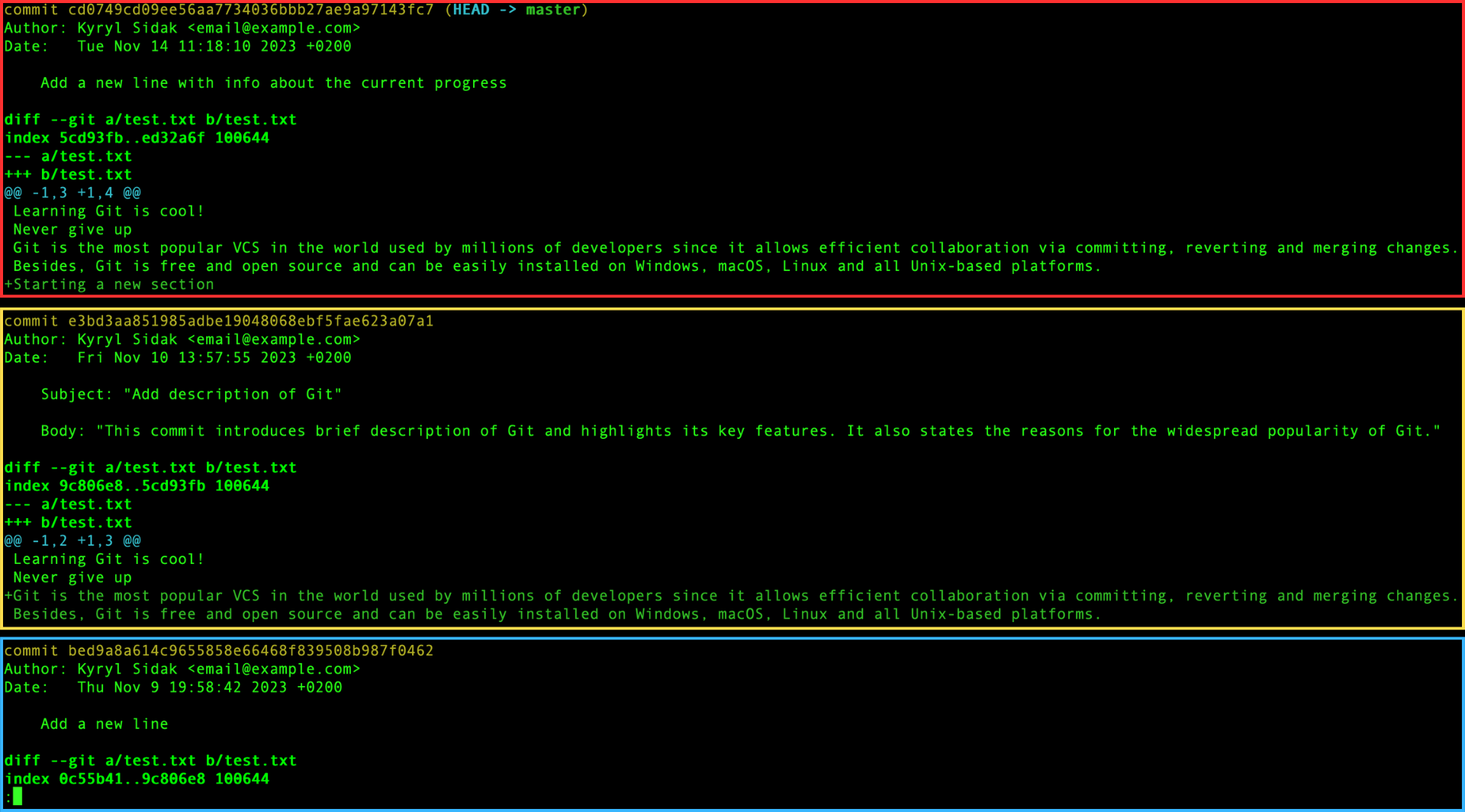 Git log -p