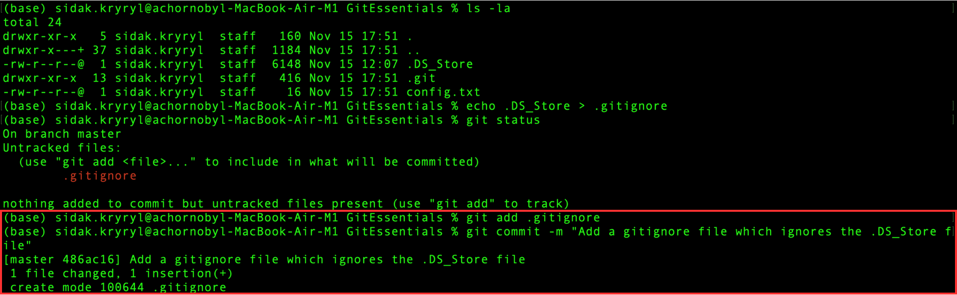 Committing the .gitignore file