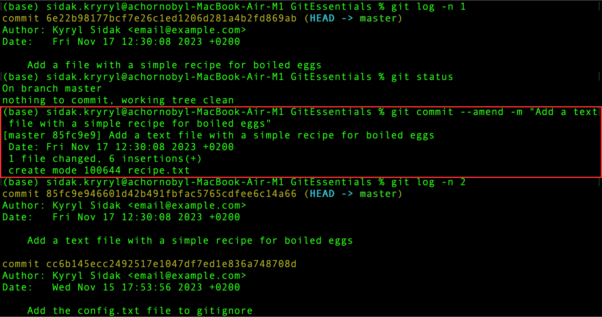 Modificando el mensaje del commit