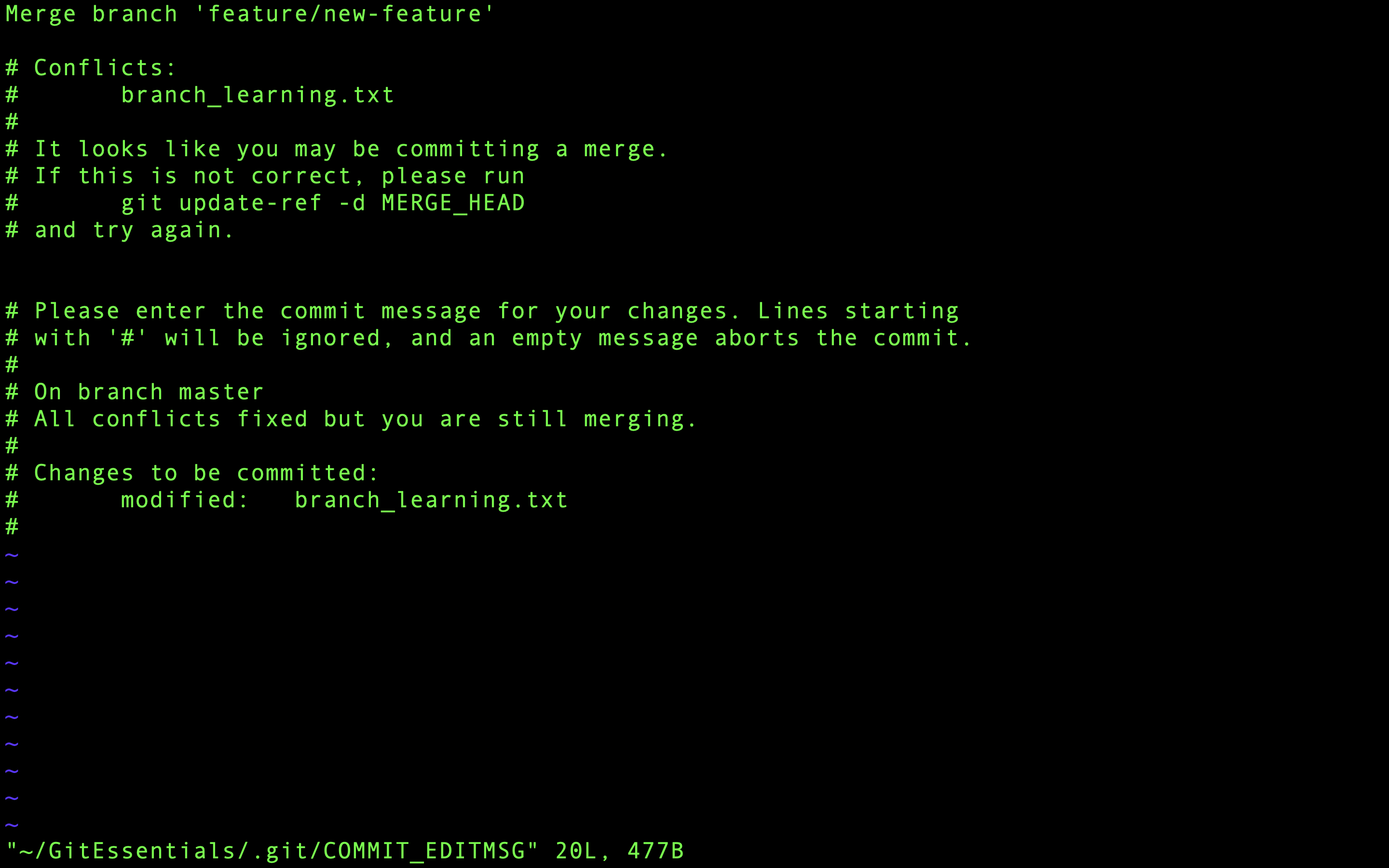 Mensagem de commit padrão